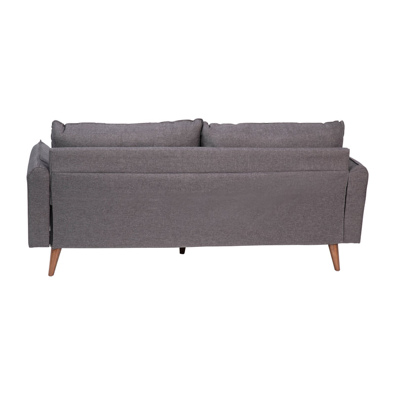 Avalon Faux Linen Upholstered Mid-Century Modern Sofa with Solid Wood Legs