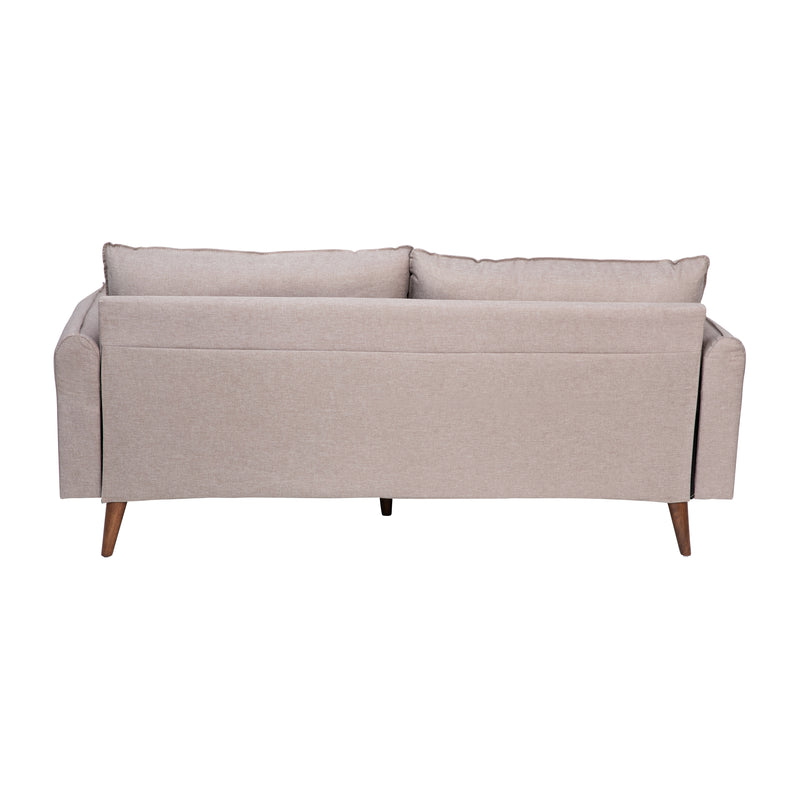 Avalon Faux Linen Upholstered Mid-Century Modern Sofa with Solid Wood Legs