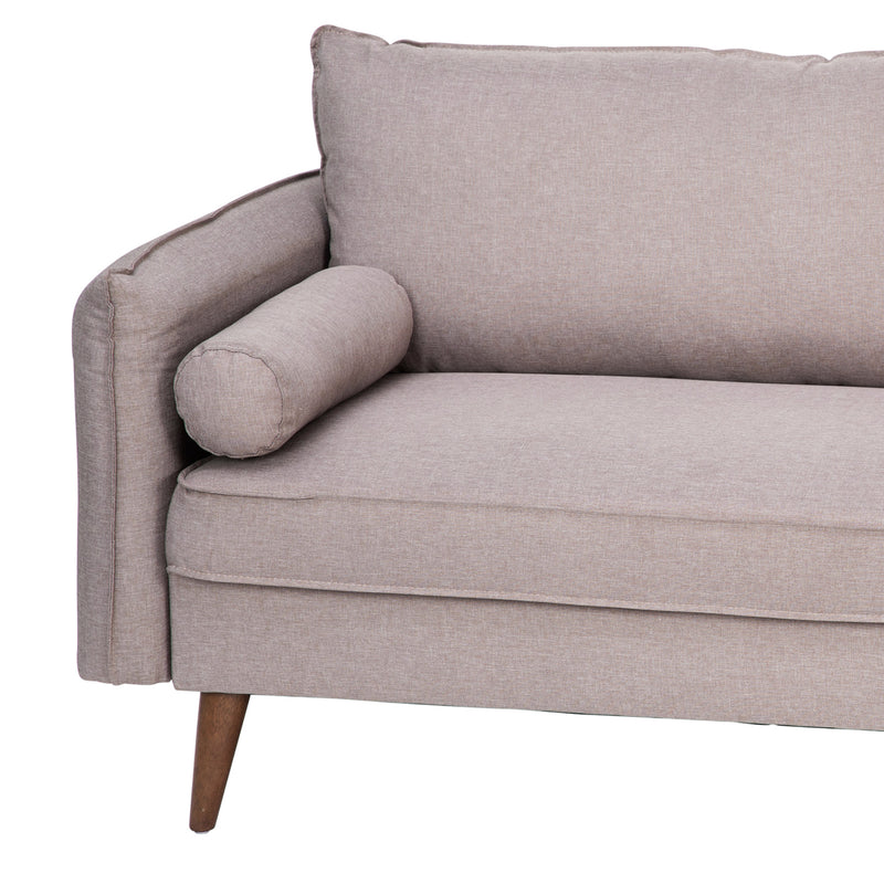 Avalon Faux Linen Upholstered Mid-Century Modern Sofa with Solid Wood Legs