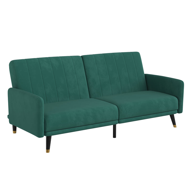 Ansley Premium Upholstered Split Back Sofa Futon with Solid Wooden Legs