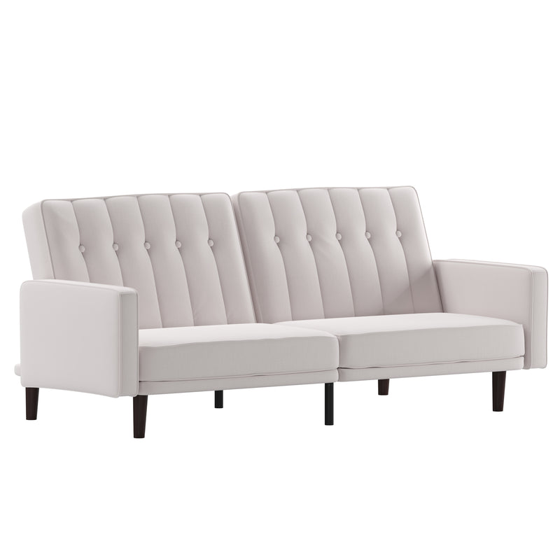 Citadel Premium Split Back Sofa Futon with Channel Tufted Upholstery and Solid Wood Legs