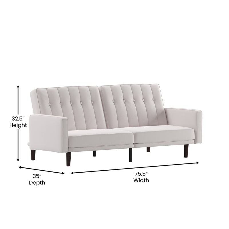 Citadel Premium Split Back Sofa Futon with Channel Tufted Upholstery and Solid Wood Legs