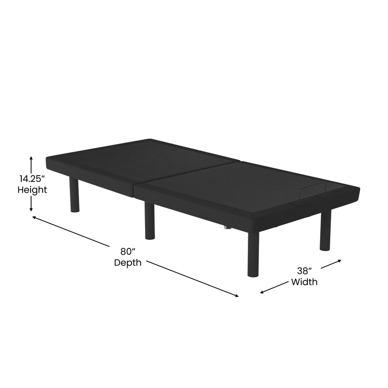 Bailey Adjustable Bed Base with Wireless Remote, Three Leg Heights, & Independent Head/Foot Incline