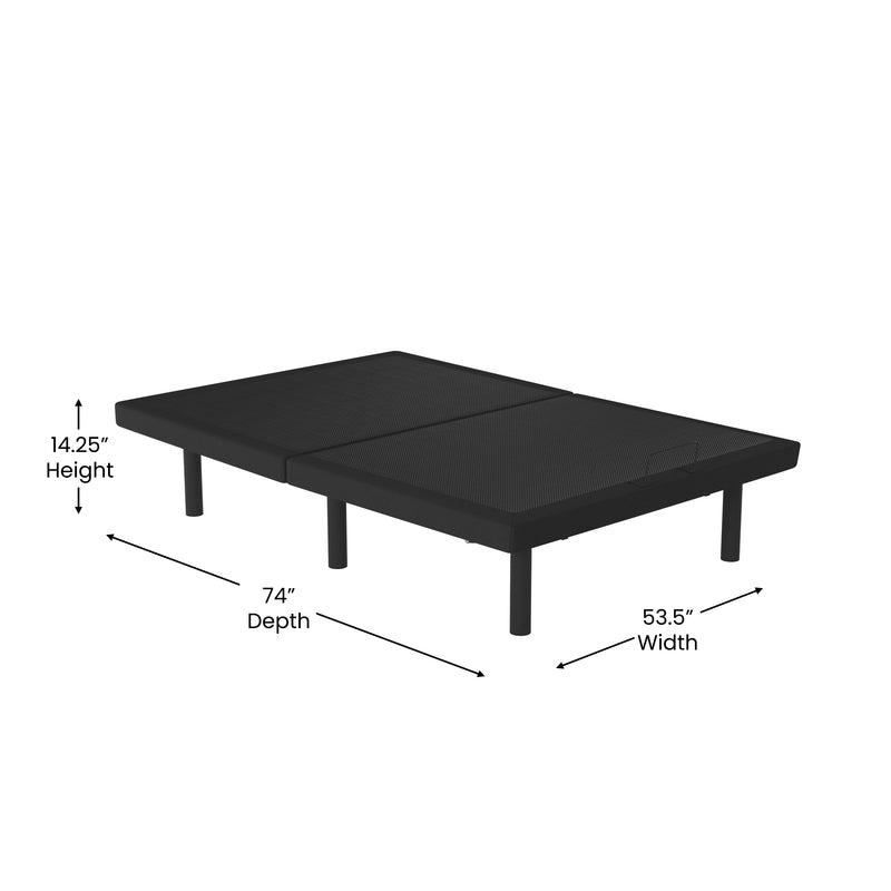 Bailey Adjustable Bed Base with Wireless Remote, Three Leg Heights, & Independent Head/Foot Incline