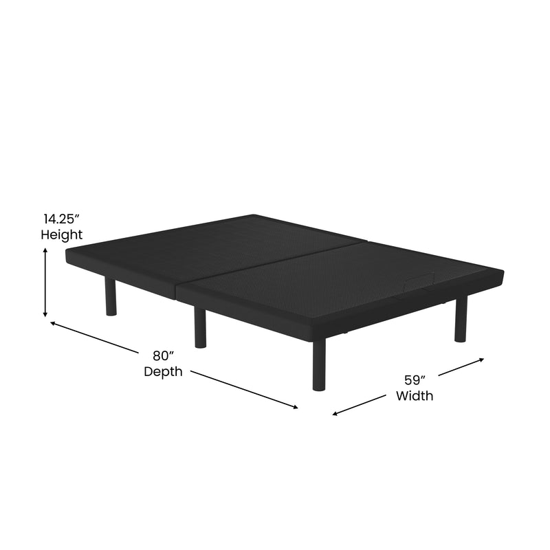 Bailey Adjustable Bed Base with Wireless Remote, Three Leg Heights, & Independent Head/Foot Incline