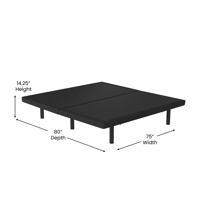 Bailey Adjustable Bed Base with Wireless Remote, Three Leg Heights, & Independent Head/Foot Incline