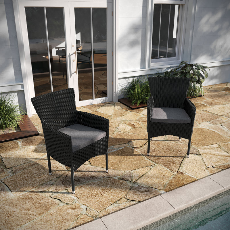 Maxim Modern Wicker Patio Armchairs, Set of 2