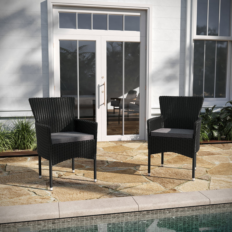 Maxim Modern Wicker Patio Armchairs, Set of 2