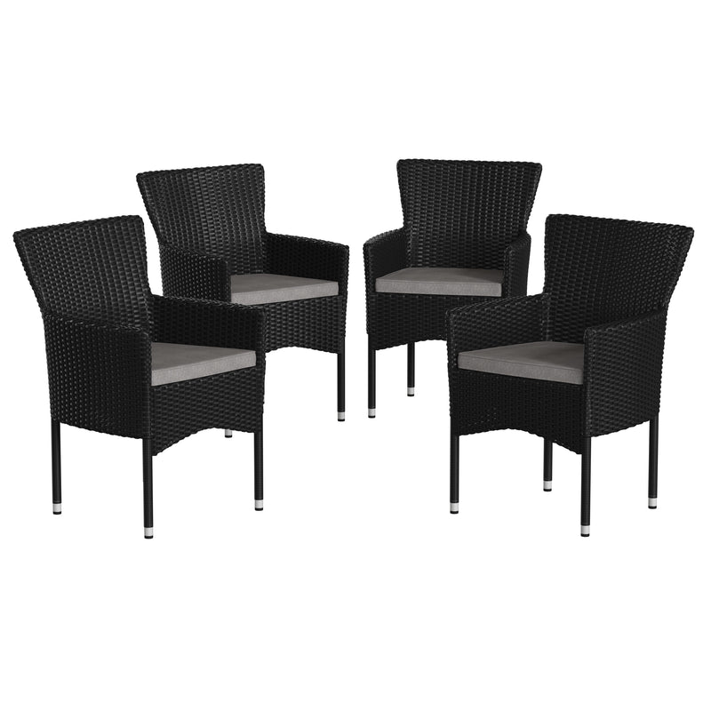 Maxim Modern Wicker Patio Armchairs, Set of 4