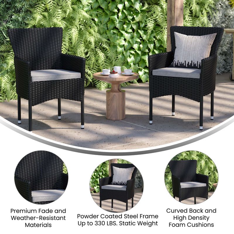 Maxim Modern Wicker Patio Armchairs, Set of 4