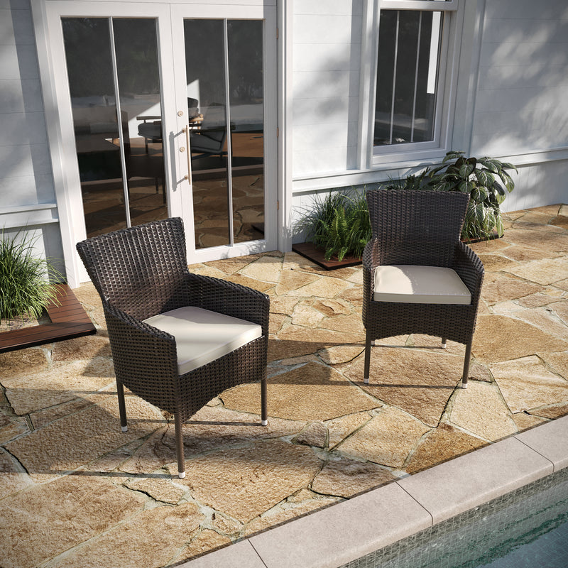 Maxim Modern Wicker Patio Armchairs, Set of 2