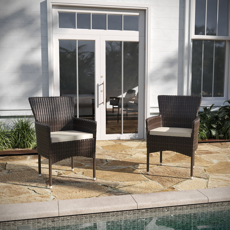 Maxim Modern Wicker Patio Armchairs, Set of 2