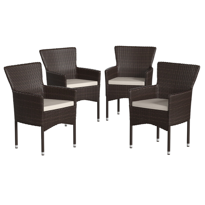 Maxim Modern Wicker Patio Armchairs, Set of 4