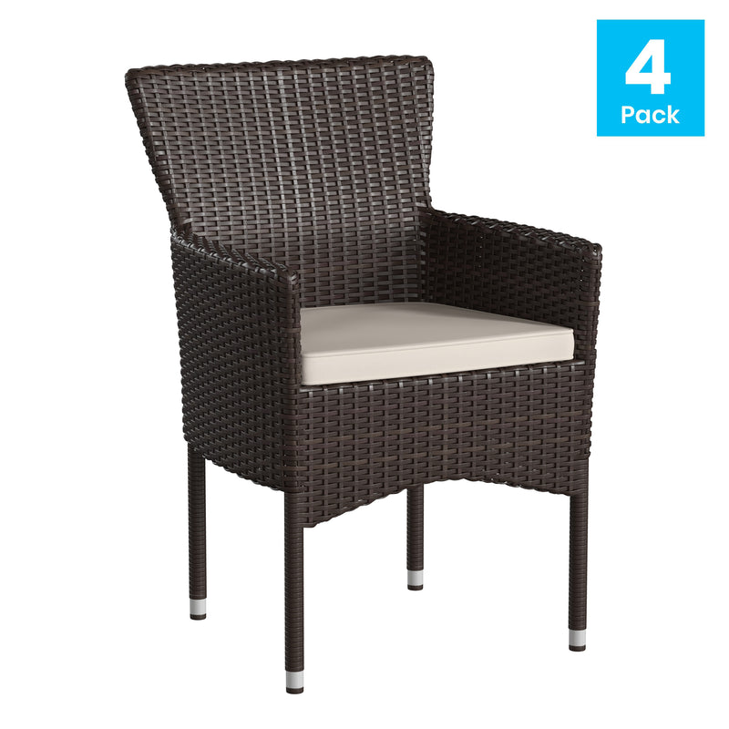 Maxim Modern Wicker Patio Armchairs, Set of 4