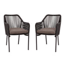 Kyla Set of 2 Aluminum Framed Stackable All-Weather Woven Club Chairs with Rounded Arms & Zippered Seat Cushions