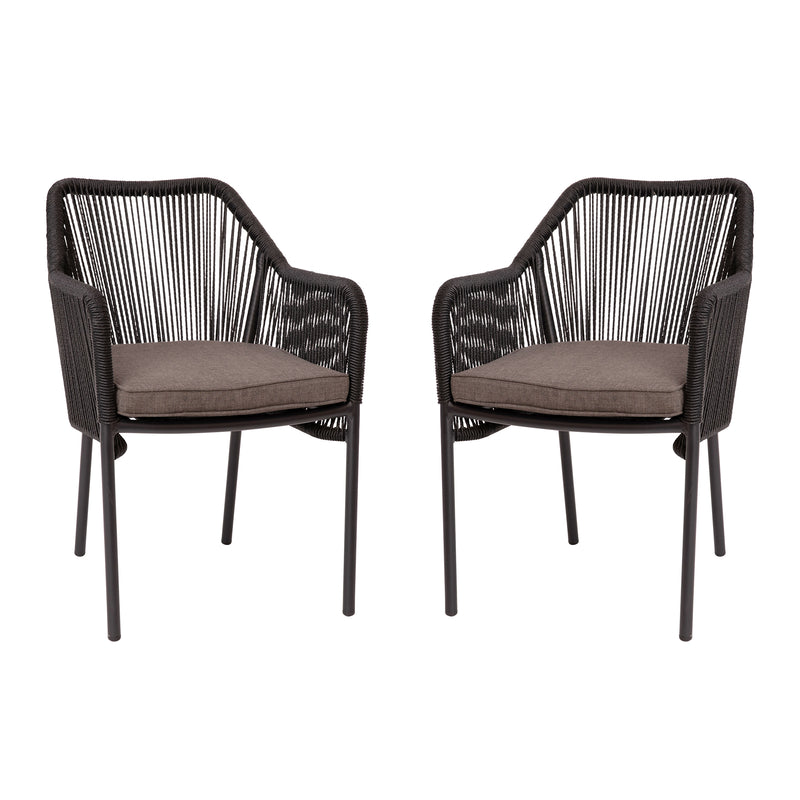 Kyla Set of 2 Aluminum Framed Stackable All-Weather Woven Club Chairs with Rounded Arms & Zippered Seat Cushions