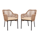 Kyla Set of 2 Aluminum Framed Stackable All-Weather Woven Club Chairs with Rounded Arms & Zippered Seat Cushions