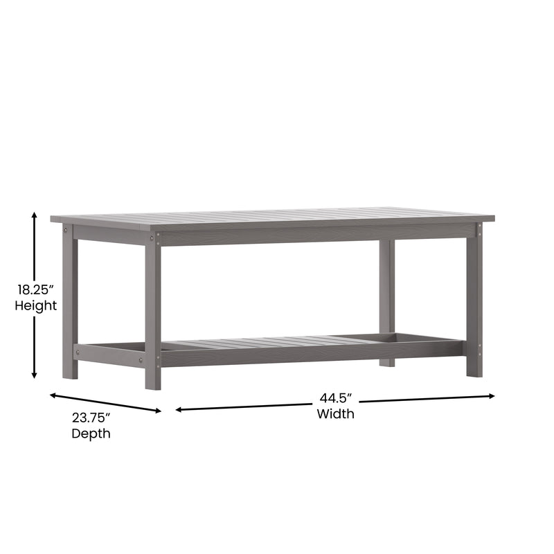 Charlestown All-Weather Poly Resin Wood Two Tiered Adirondack Slatted Coffee Conversation Table