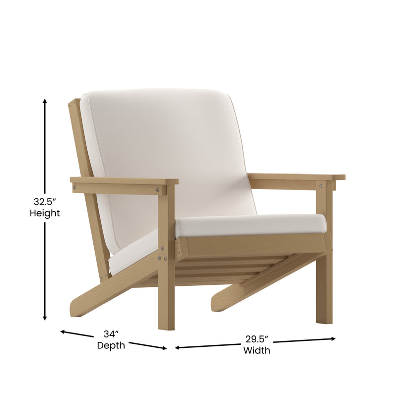 Charlestown All-Weather Poly Resin Wood Adirondack Style Deep Seat Patio Club Chair with Cushions