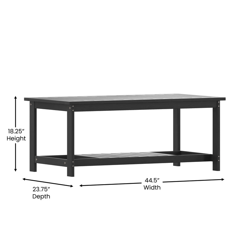 Charlestown All-Weather Poly Resin Wood Two Tiered Adirondack Slatted Coffee Conversation Table