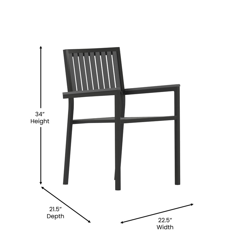 Henson Set of 2 Indoor/Outdoor Stacking Club Chairs with Poly Resin Slatted Backs and Seats