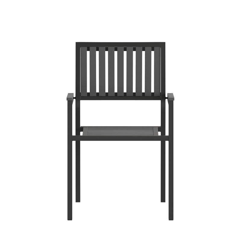 Henson Set of 2 Indoor/Outdoor Stacking Club Chairs with Poly Resin Slatted Backs and Seats