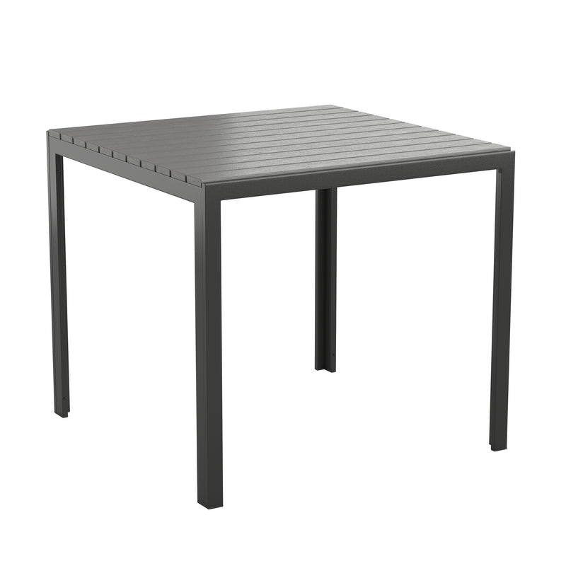 Henson Indoor/Outdoor Square Patio Table with Poly Resin Slatted Top