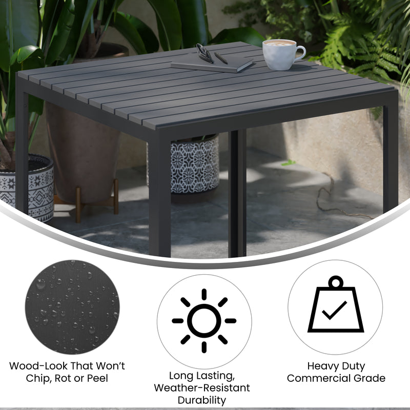 Henson Indoor/Outdoor Square Patio Table with Poly Resin Slatted Top