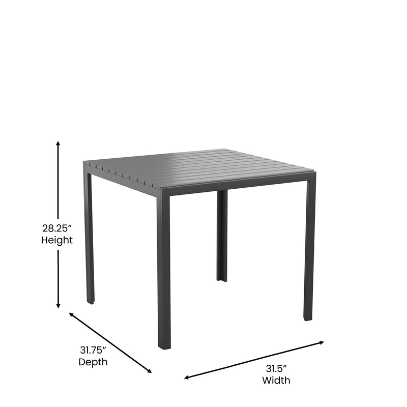 Henson Indoor/Outdoor Square Patio Table with Poly Resin Slatted Top