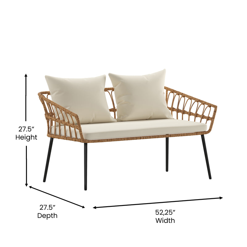 Iya 4 Piece Boho Rope Rattan Patio Conversation Set