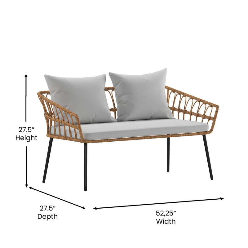 Iya 4 Piece Boho Rope Rattan Patio Conversation Set