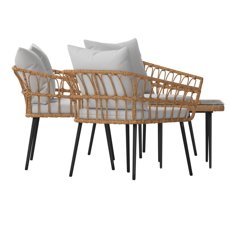 Iya 4 Piece Boho Rope Rattan Patio Conversation Set