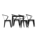 Wylie 5 Piece Table and Chairs Set with Faux Wood Slatted Backs and Seats and Tabletop in Black