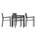 Henson 5 Piece Table and Chairs Set with Faux Wood Slatted Backs and Seats and Tabletop in Black