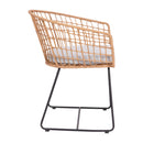 Fielder Set of 2 Indoor/Outdoor Boho Natural PE Wicker Rattan Patio Club Chairs with Cushions and Sled Bases