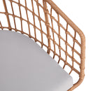 Fielder Set of 2 Indoor/Outdoor Boho Natural PE Wicker Rattan Patio Club Chairs with Cushions and Sled Bases