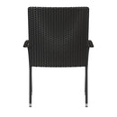 Maxim Set of 4 Stackable Indoor/Outdoor Wicker Dining Chairs with 1.25" Thick Tie-On Padded Seat Cushions - Fade & Weather-Resistant