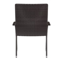 Maxim Set of 4 Stackable Indoor/Outdoor Wicker Dining Chairs with 1.25" Thick Tie-On Padded Seat Cushions - Fade & Weather-Resistant