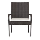 Maxim Set of 4 Stackable Indoor/Outdoor Wicker Dining Chairs with 1.25" Thick Tie-On Padded Seat Cushions - Fade & Weather-Resistant