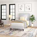 Adaire Fabric Upholstered Platform Bed Frame with Rounded Headboard in Light Gray