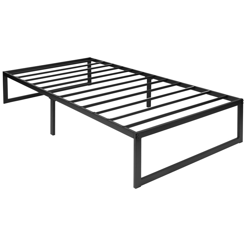 Branden 14" Minimalist Steel Platform Bed Frame with Slatted Supports