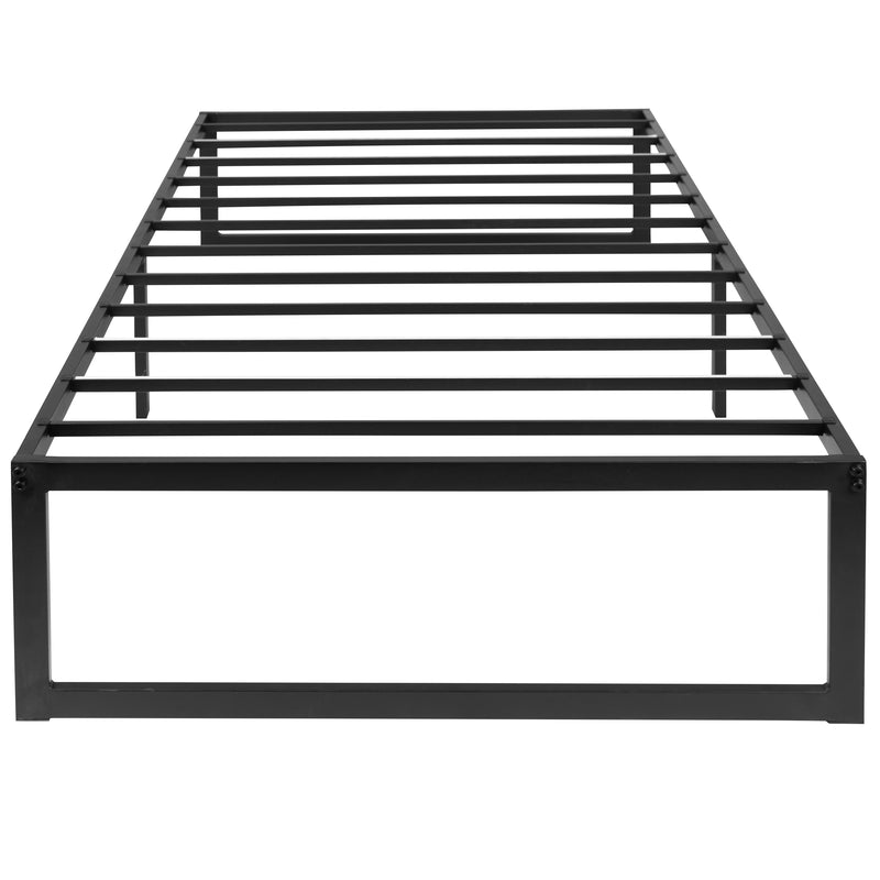 Branden 14" Minimalist Steel Platform Bed Frame with Slatted Supports