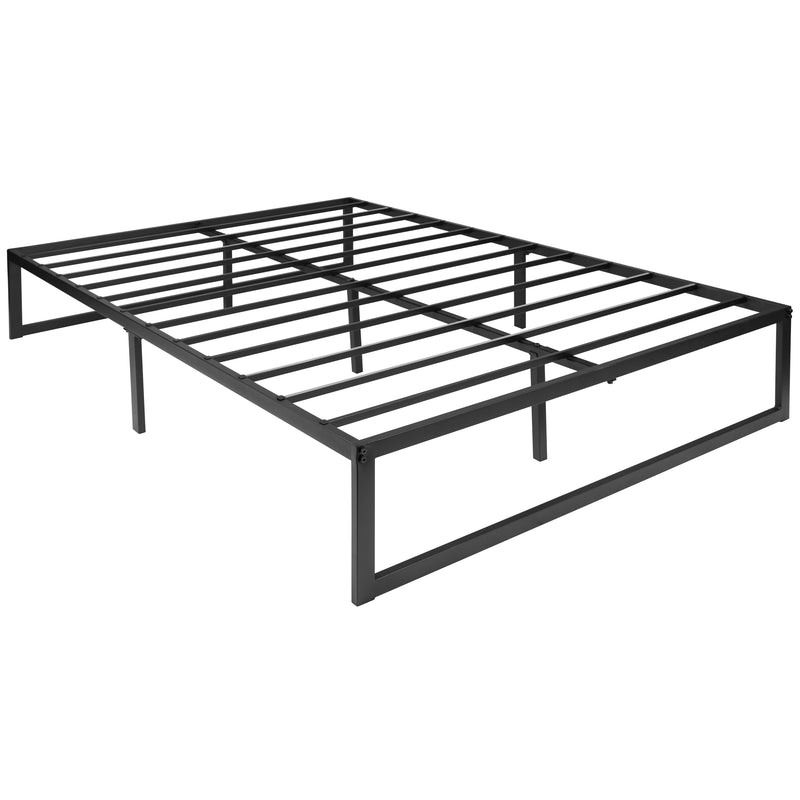 Branden 14" Minimalist Steel Platform Bed Frame with Slatted Supports