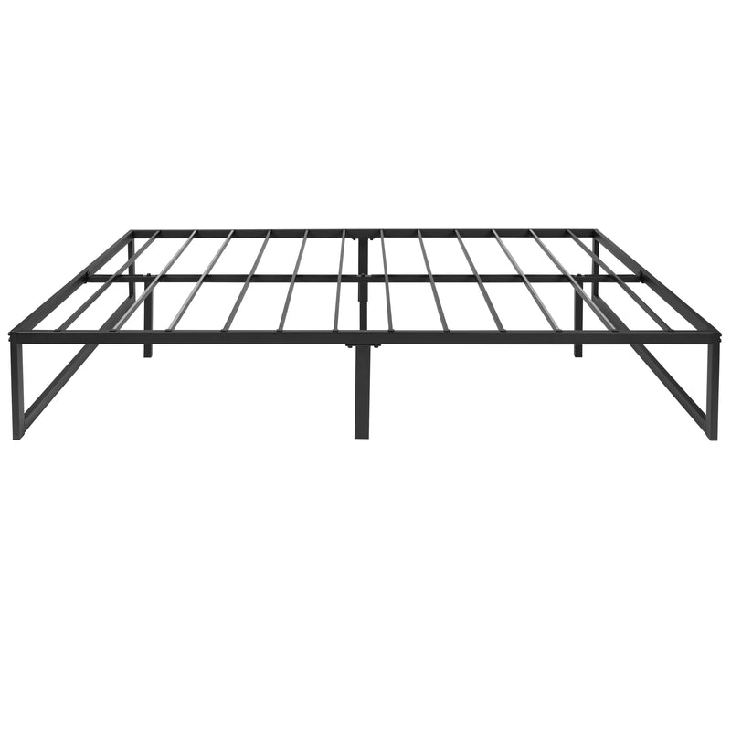 Branden 14" Minimalist Steel Platform Bed Frame with Slatted Supports