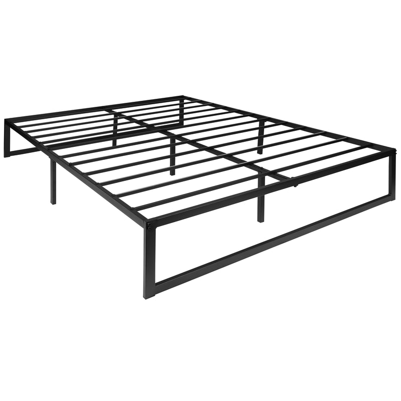 Branden 14" Minimalist Steel Platform Bed Frame with Slatted Supports