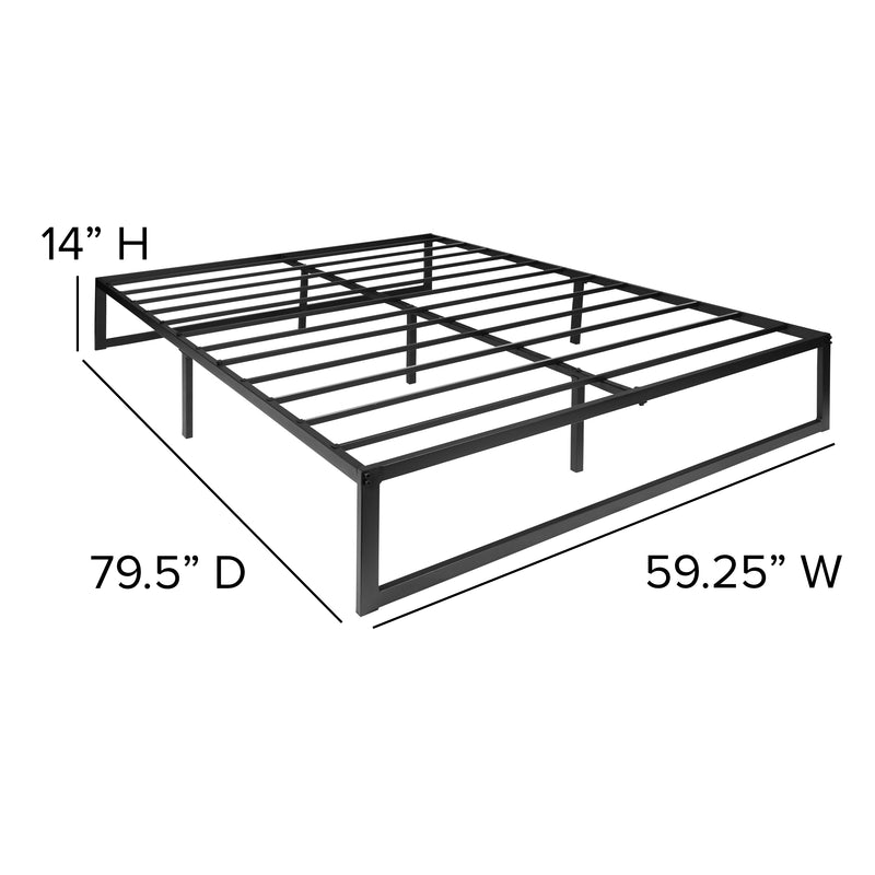 Branden 14" Minimalist Steel Platform Bed Frame with Slatted Supports