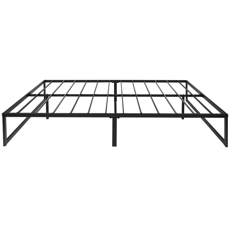 Branden 14" Minimalist Steel Platform Bed Frame with Slatted Supports