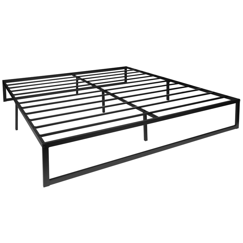 Branden 14" Minimalist Steel Platform Bed Frame with Slatted Supports