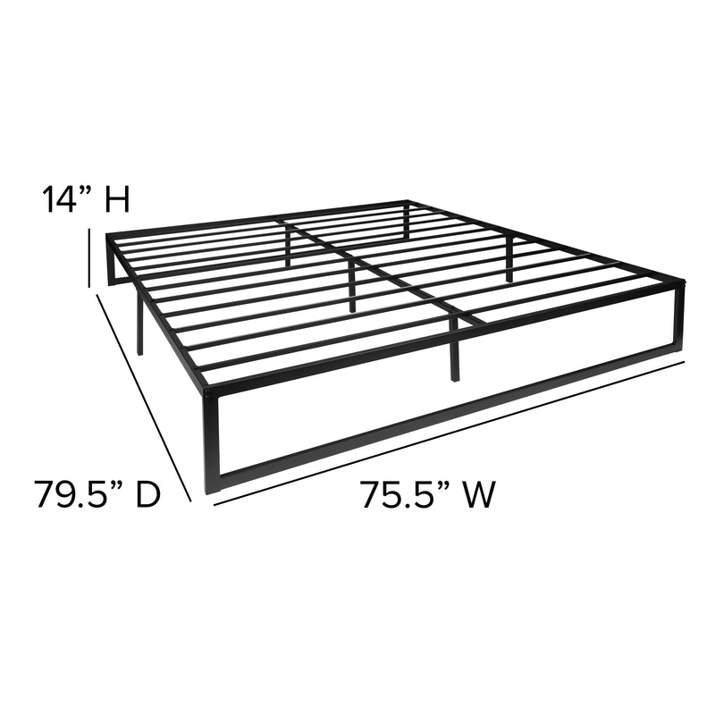 Branden 14" Minimalist Steel Platform Bed Frame with Slatted Supports