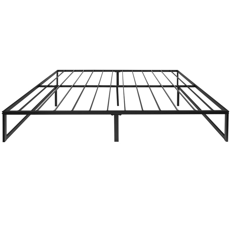 Branden 14" Minimalist Steel Platform Bed Frame with Slatted Supports